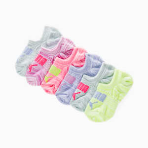 Girls' Non-Terry No-Show Socks [6-Packs], WHITE / PINK